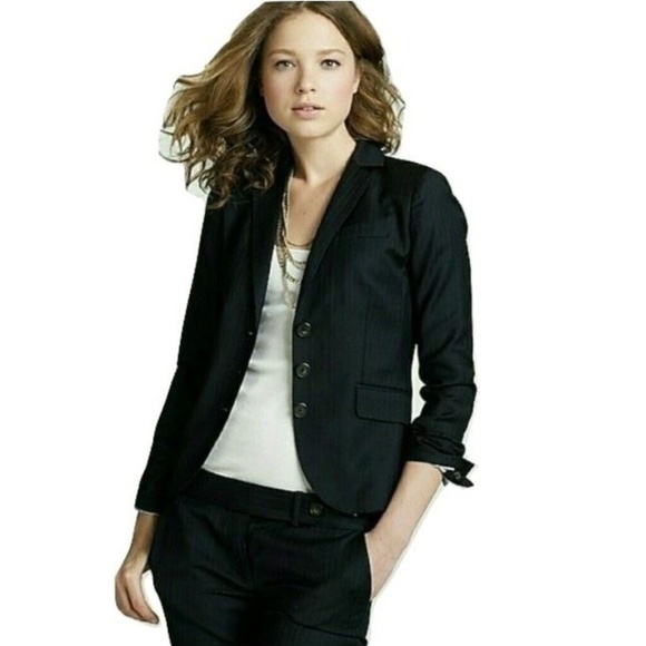 J. Crew Jackets & Blazers - J.CREW SUPER 120's NAVY PINSTRIPE JACKET BLAZER XS